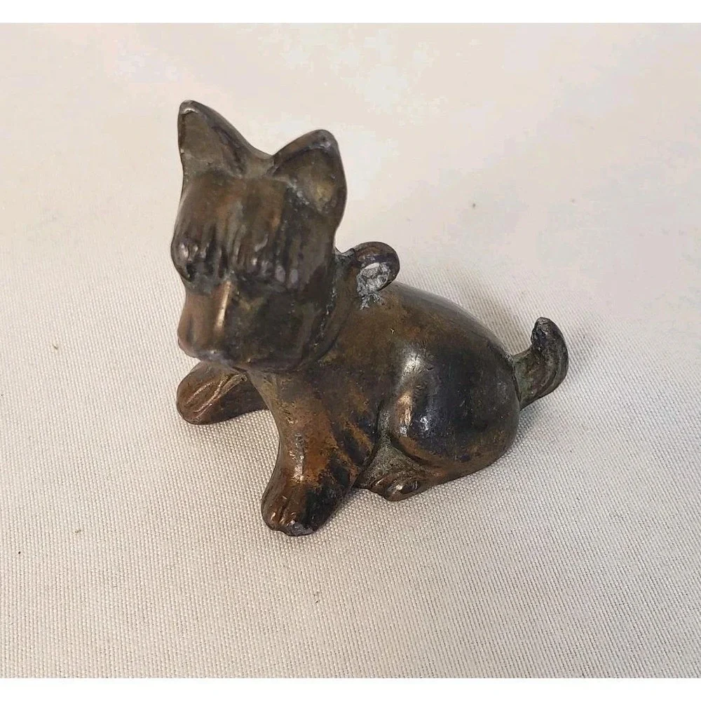 VTG Cast Metal Scottie Terrier Dog Figurine Miniature Charm Pendant, Paperweight